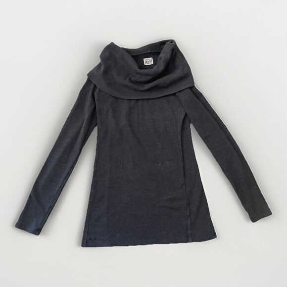 Converse One Star Sweater Women S Gray Cowl Neck Long Sleeve Tunic Ribbed Knit - Picture 1 of 8